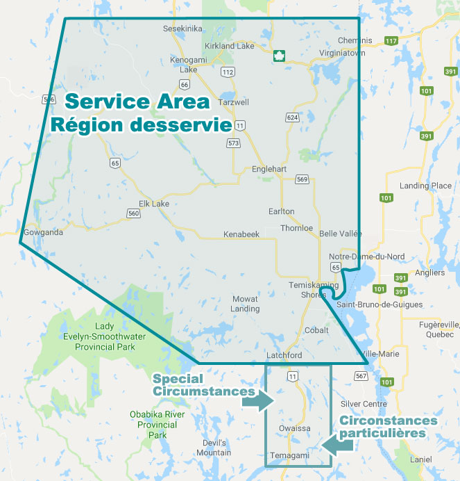 Service Area / Region Desservie