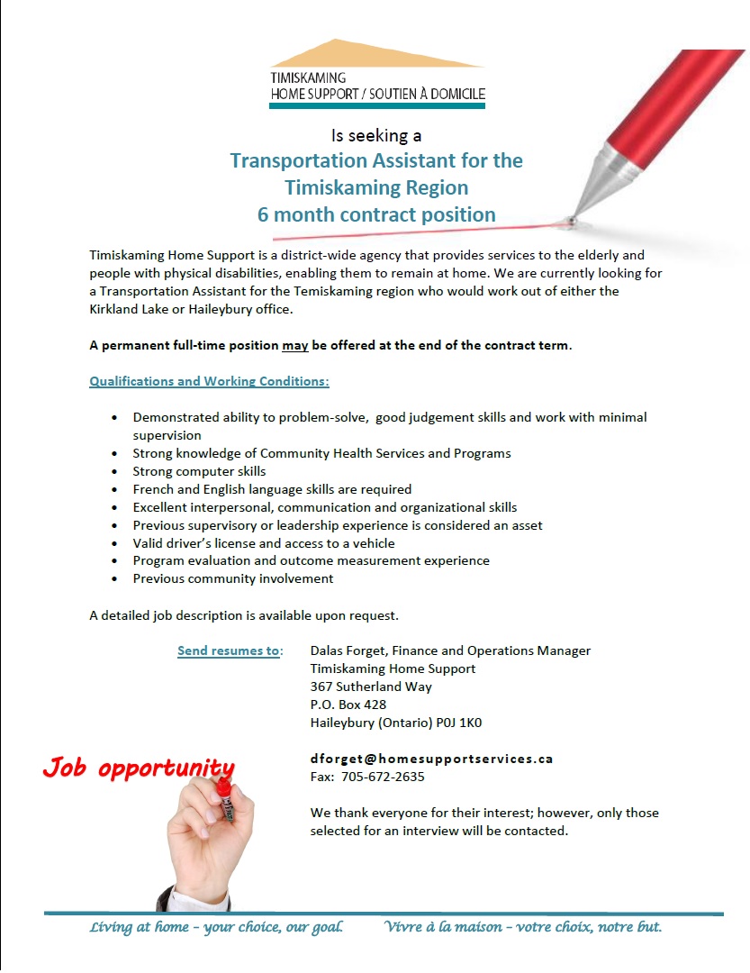 Job Posting Transportation Assistant