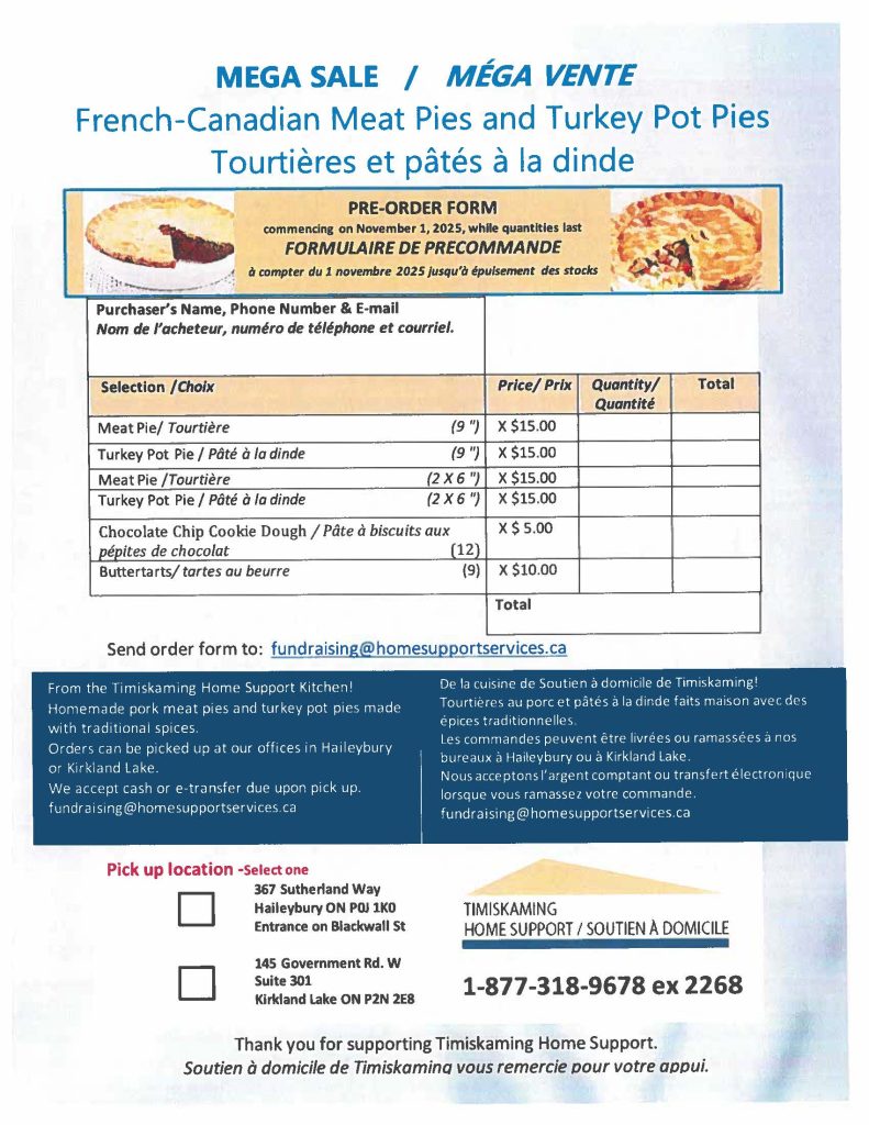 Tourtieres et pates a la dinde MEGA VENTE